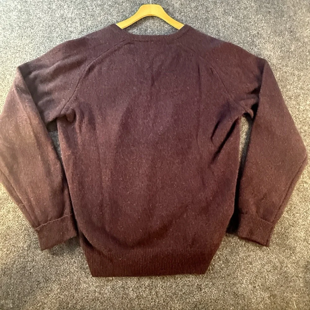 Vintage Lord Jeff Mens L Lambswool V Neck Sweater Burgundy Made USA Wool